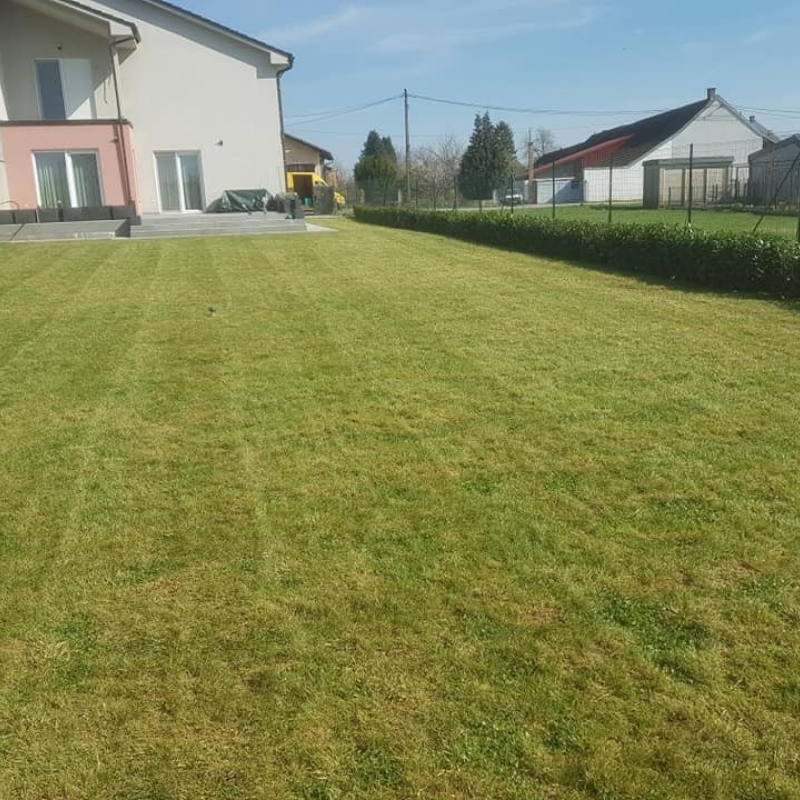 Košnja travnjaka, strojno prozračivanje, proljetna prihrana dušičnim gnojivom