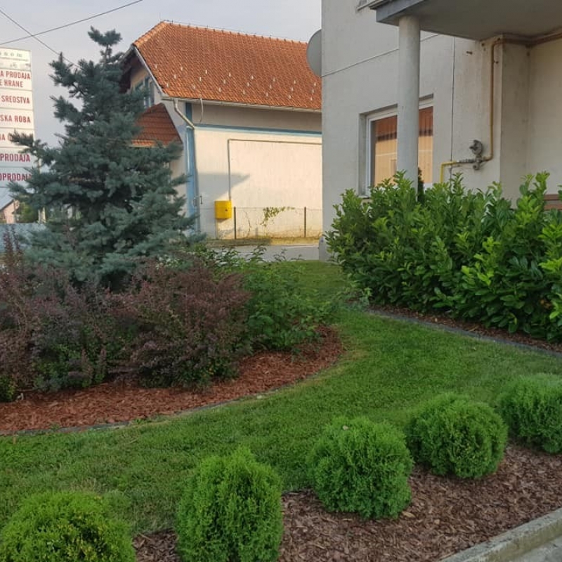 Detalji prekrasnog okoliša općinske zgrade u Dubravi