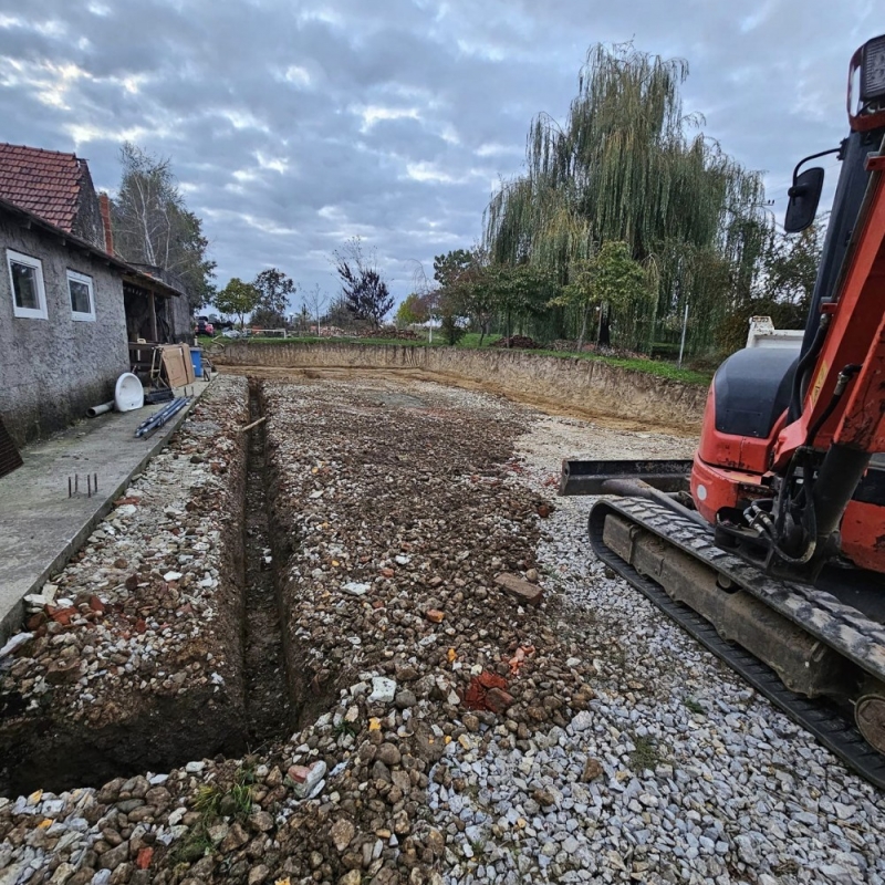 Zemljani radovi, iskop temelja i planiranje posteljice
